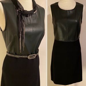 Faux leather mixed media dress